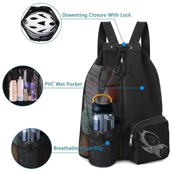 Mesh Backpack Swimming Drawstring Bag