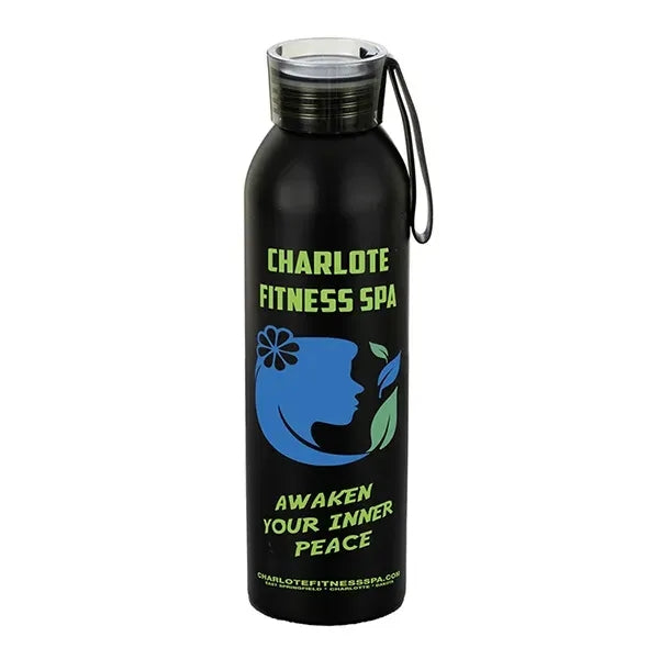 22 OZ Recycled Aluminum Bottle With Carry Strap Lid