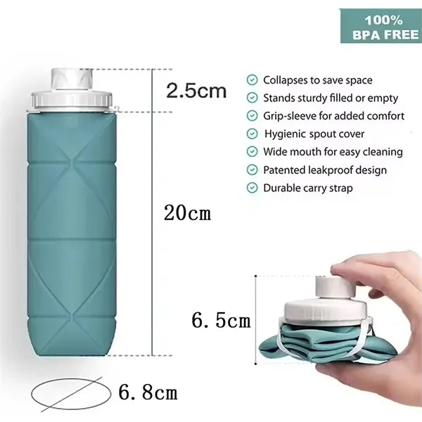 20.7oz Silicone Folding Water Bottle