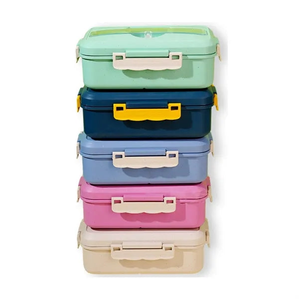 50MOQ Large Wheat Straw Lunch Box With Fork Spoon