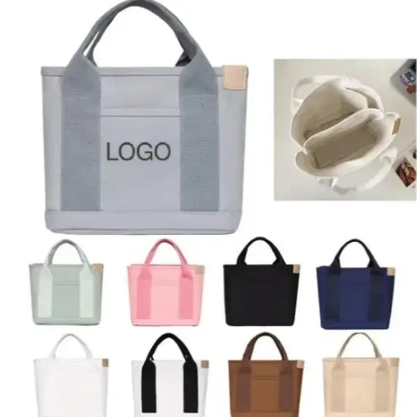Canvas Tote Satchel Shoulder Bag Zipper Purse Handbag