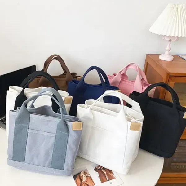 Canvas Tote Satchel Shoulder Bag Zipper Purse Handbag