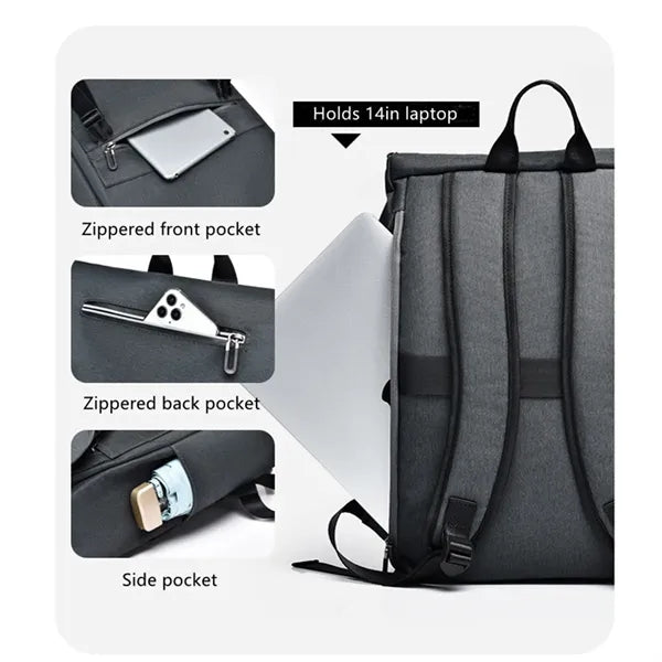 Black Gray School Bag 15.6 inch Laptop Backpack