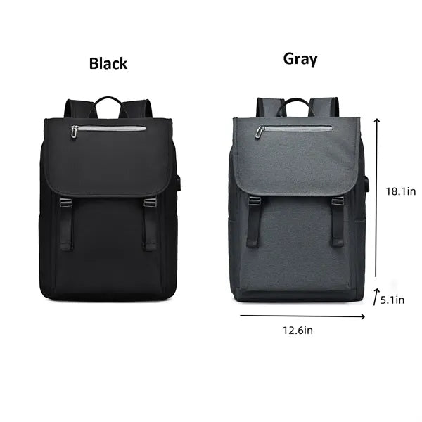 Black Gray School Bag 15.6 inch Laptop Backpack
