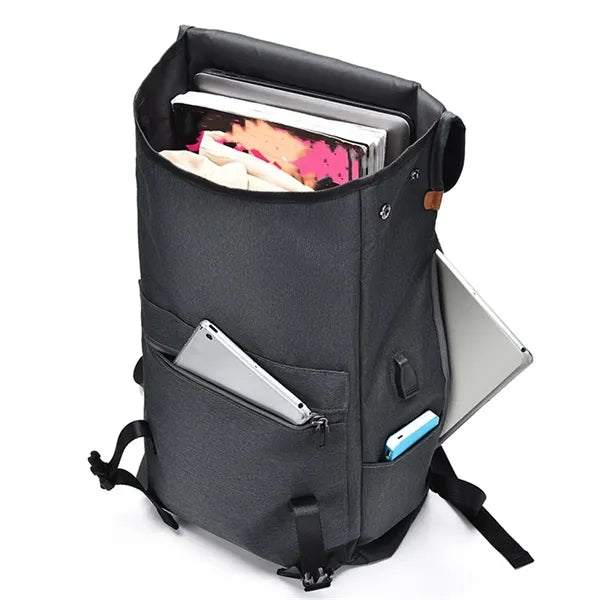 Black Gray School Bag 15.6 inch Laptop Backpack