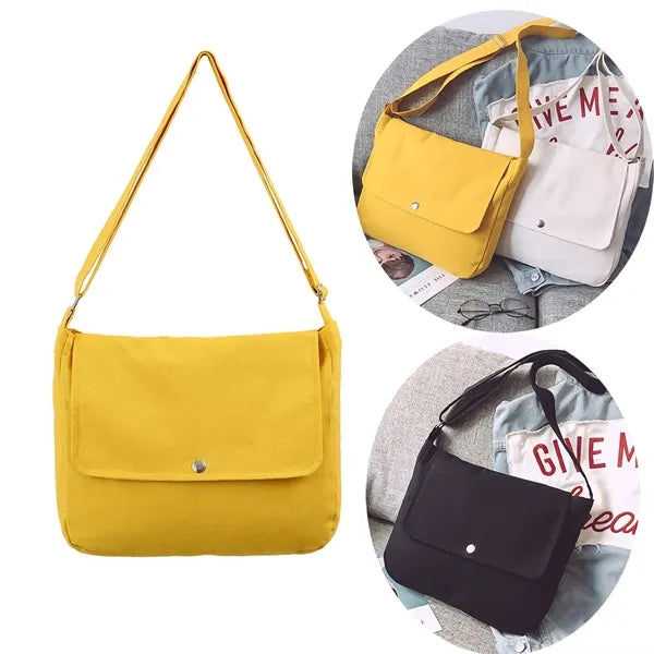 Yellow Canvas Shoulder Bag Hobo Crossbody Handbag