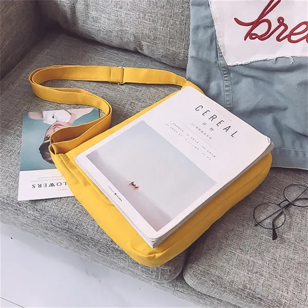 Yellow Canvas Shoulder Bag Hobo Crossbody Handbag