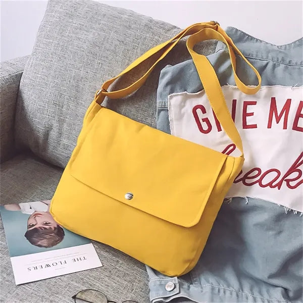 Yellow Canvas Shoulder Bag Hobo Crossbody Handbag