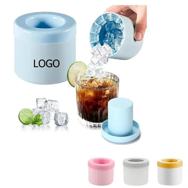 3D Decompress Cylinder Silicone Ice Cube Bucket Mold Cup