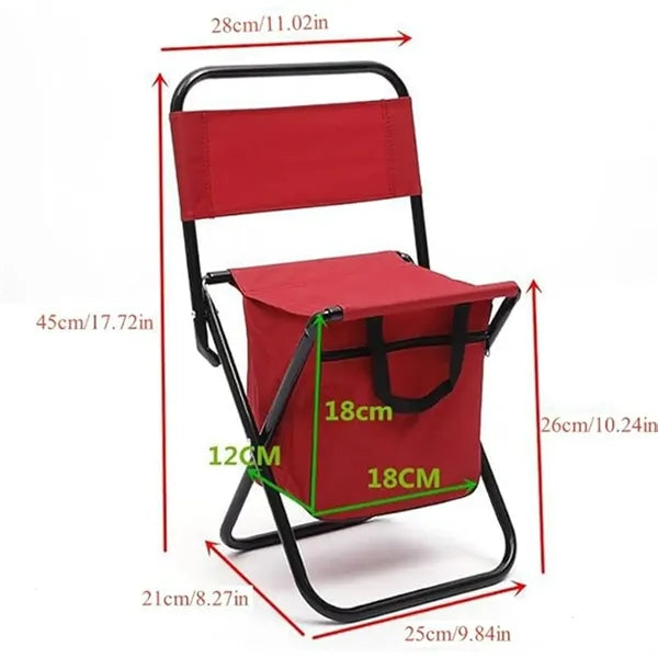 Portable Foldable Camping Chair With Cooler Bag