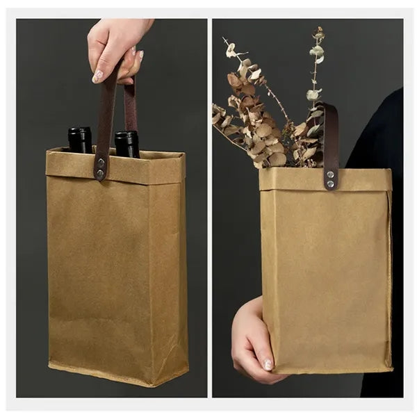 Washable Kraft Paper Wine Bag