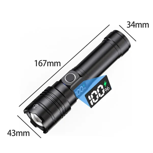 Rechargeable High Power Flashlight with Long Battery Life