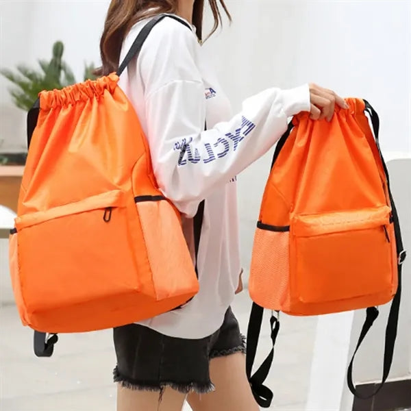 Drawstring Backpack with Wet and Dry Compartments
