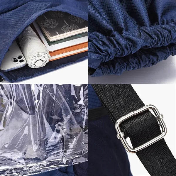 Drawstring Backpack with Wet and Dry Compartments