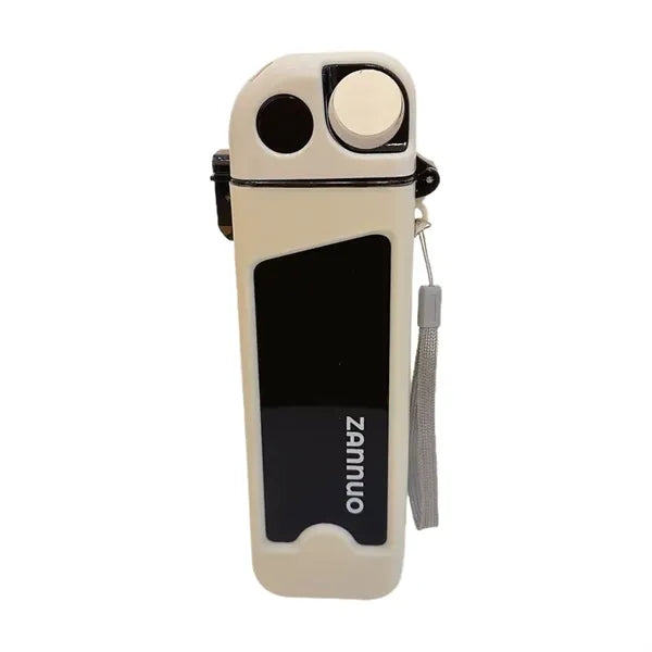13 oz Rectangle Water Bottle With Portable Straw