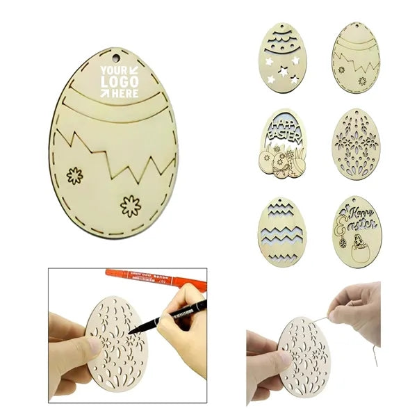 Laser-Cut Wooden Easter Ornaments w/ Twine for Hanging Decor