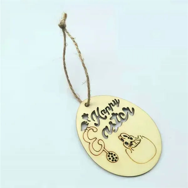 Laser-Cut Wooden Easter Ornaments w/ Twine for Hanging Decor