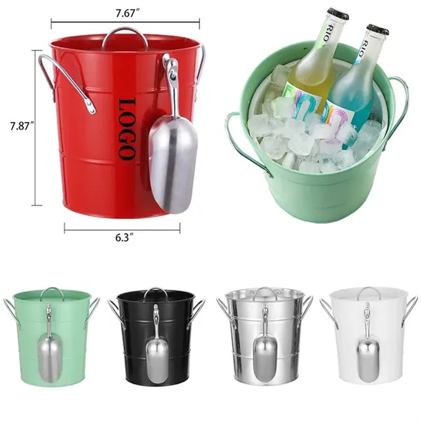 Insulated Metal Ice Bucket with Scoop