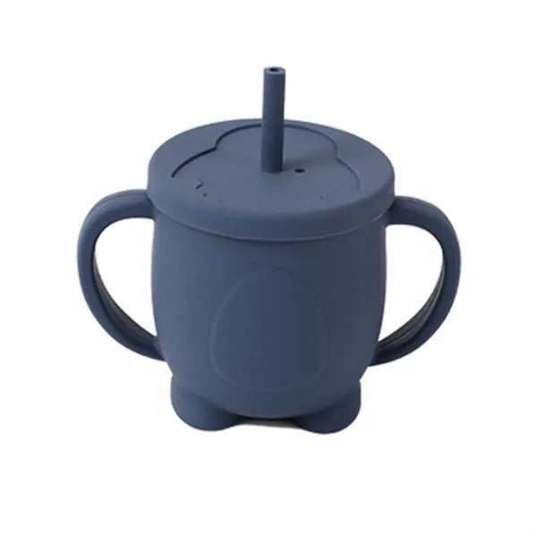Baby Training Cup-Dual-Handle Silicone Cup With Lid