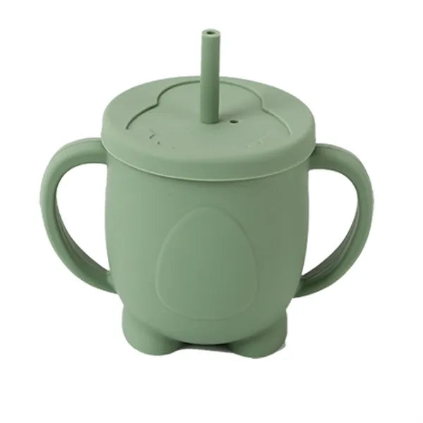 Baby Training Cup-Dual-Handle Silicone Cup With Lid