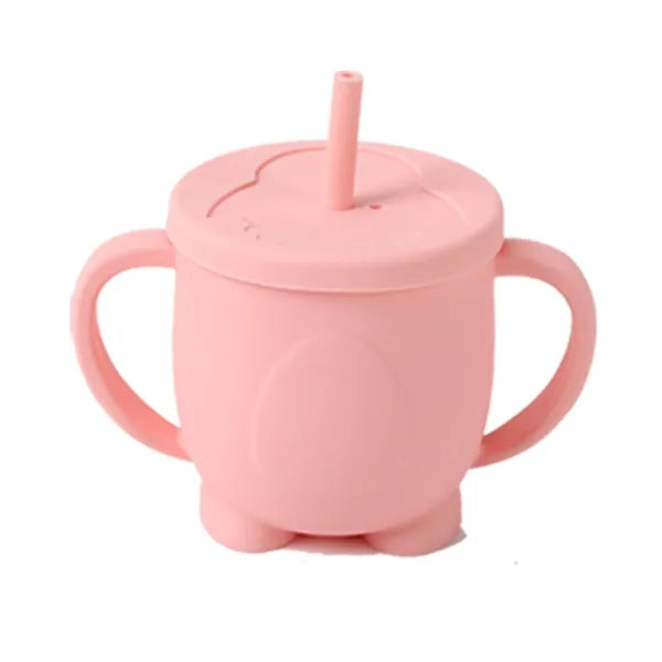Baby Training Cup-Dual-Handle Silicone Cup With Lid