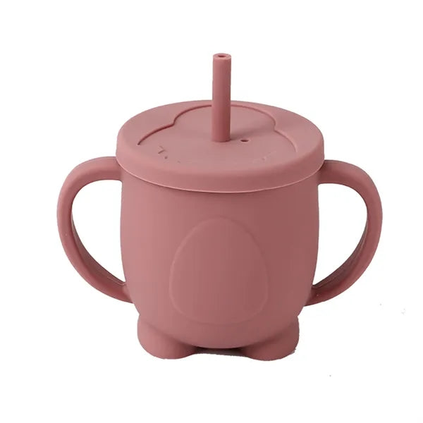Baby Training Cup-Dual-Handle Silicone Cup With Lid