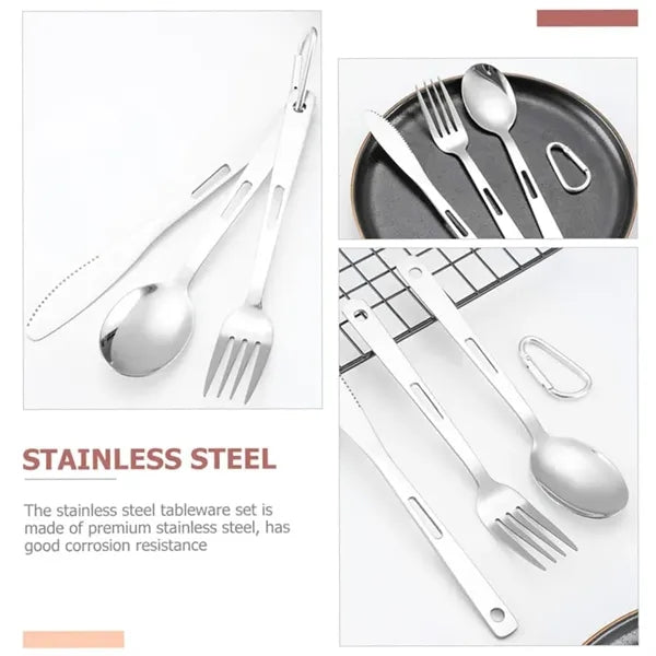 3 in1 Stainless Steel Camp Flatware Set