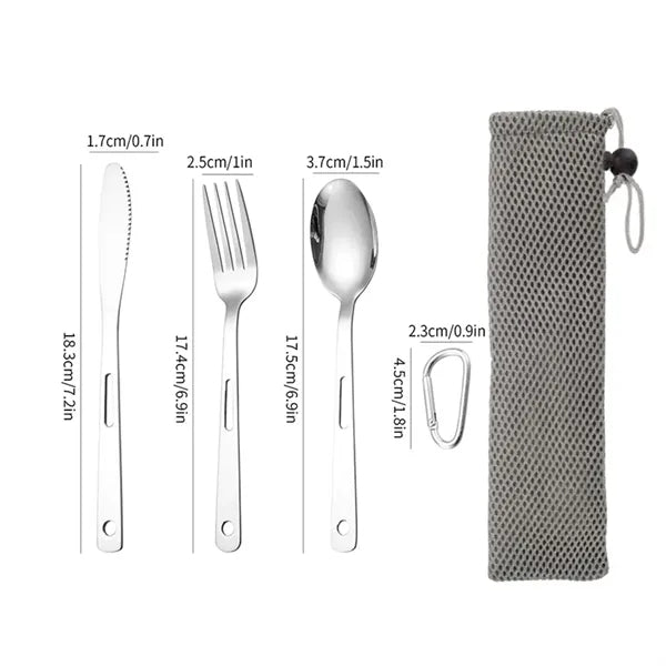 3 in1 Stainless Steel Camp Flatware Set