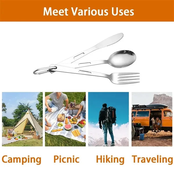 3 in1 Stainless Steel Camp Flatware Set