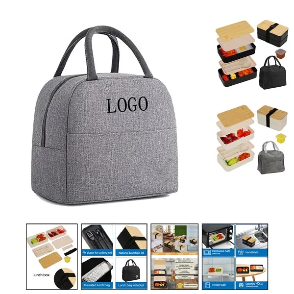 Safety Bamboo Wood Cover Double Layer Lunch Box
