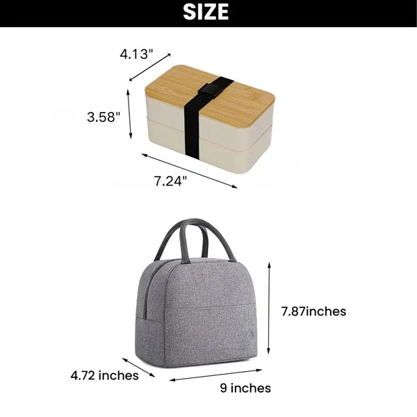 Safety Bamboo Wood Cover Double Layer Lunch Box