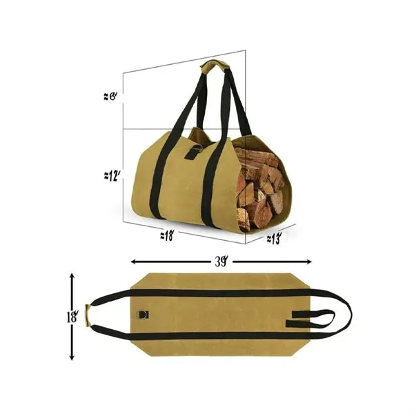 Outdoor firewood tote bag