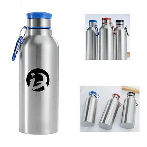 24 Oz Stainless Steel Sports Water Bottle With Carabiner