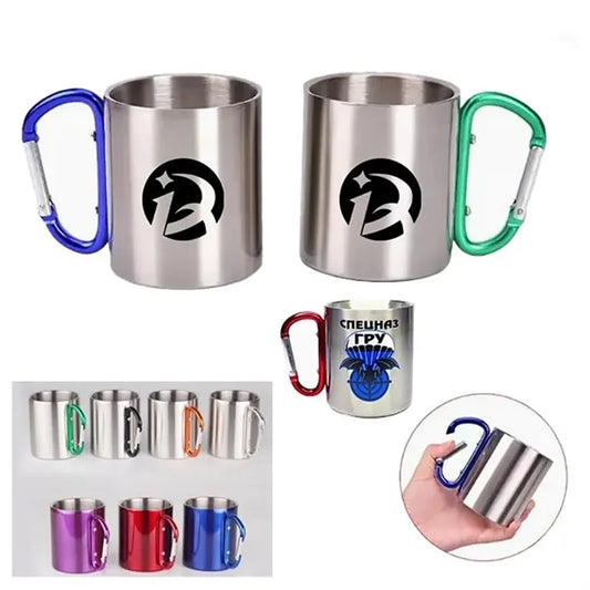 10 Oz Camping Carabiner Stainless Steel Cup