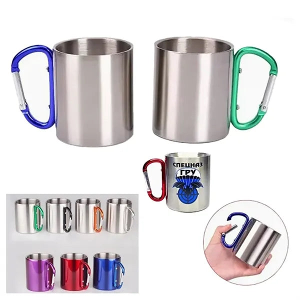 10 Oz Camping Carabiner Stainless Steel Cup