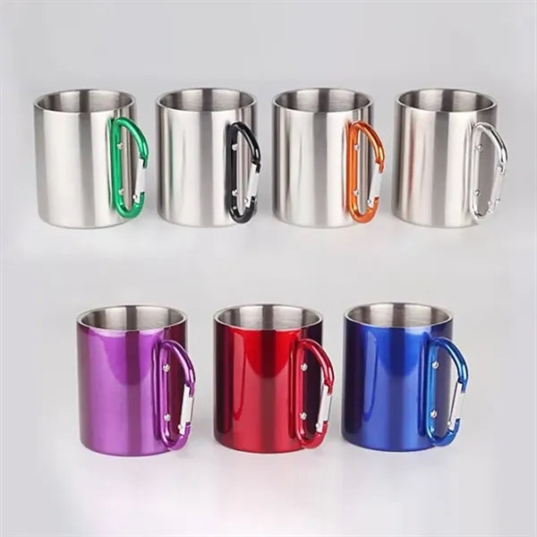 10 Oz Camping Carabiner Stainless Steel Cup