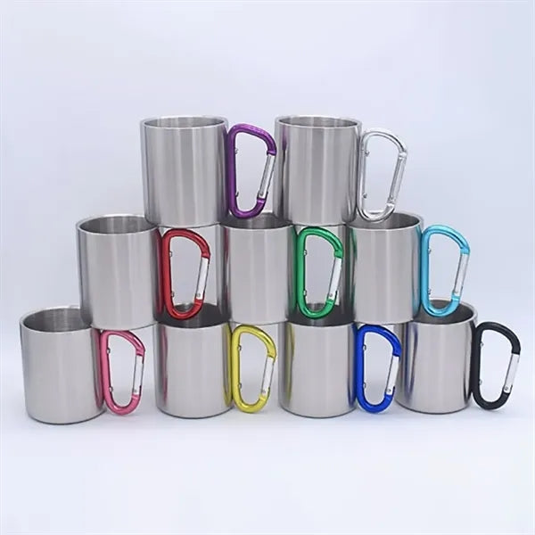 10 Oz Camping Carabiner Stainless Steel Cup