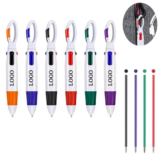 4-in-1 Multicolor Ballpoint Pen with Carabiner Clip