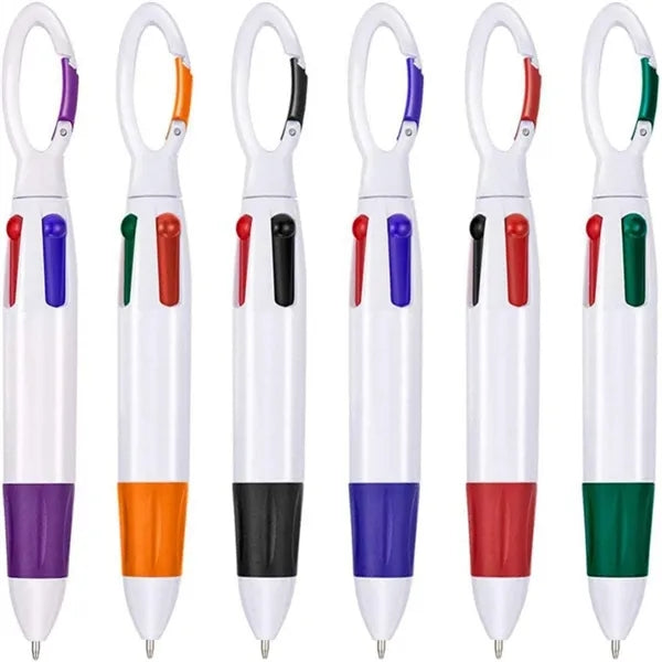 4-in-1 Multicolor Ballpoint Pen with Carabiner Clip