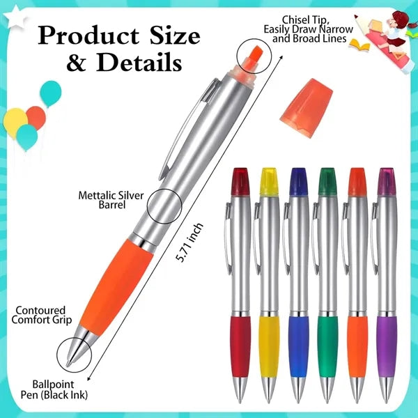 Highlighter with Ballpoint Pen Combo