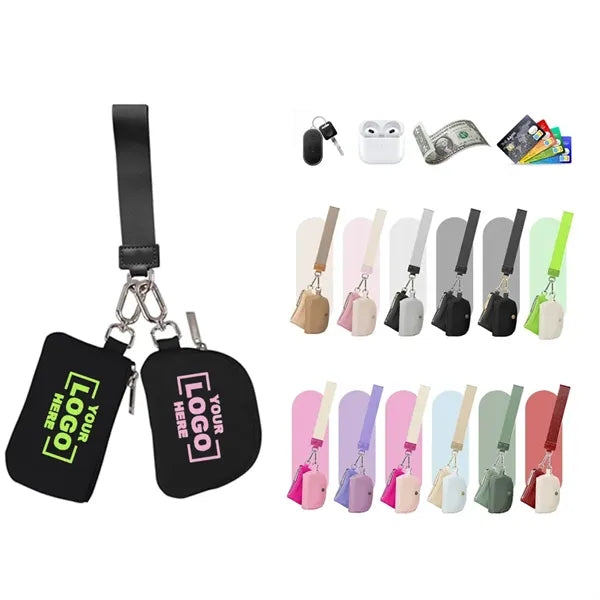Mini Zip Around Dual Pouch Portable Wristlet/Wallet
