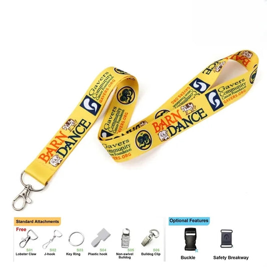 1" Full color Polyester Dye-sublimated Lanyard With Lobster
