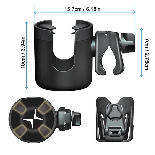 Elastic strap baby stroller cup holder