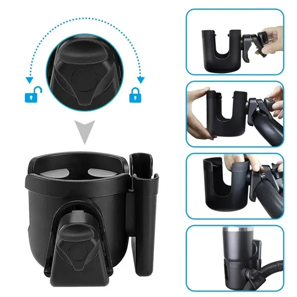 Elastic strap baby stroller cup holder