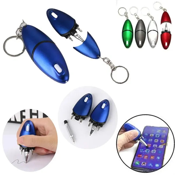 4 In 1 Flashlight Screwdriver Stylus Ballpoint Pen Keychain