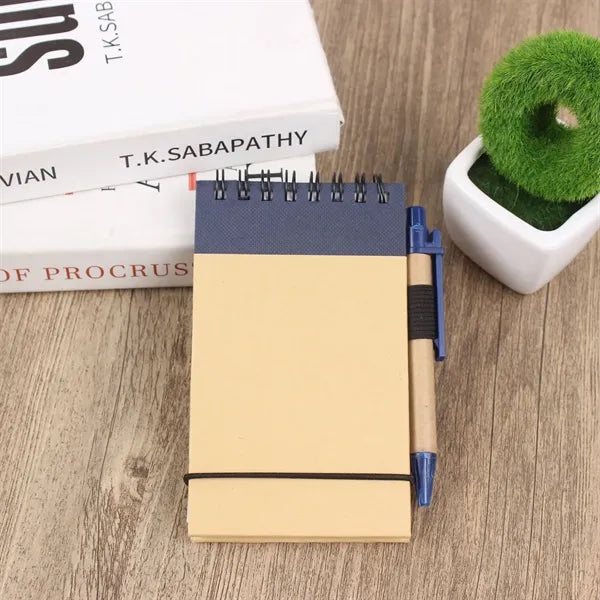 Recycled Spiral Notebook With Pen And Elastic Closure