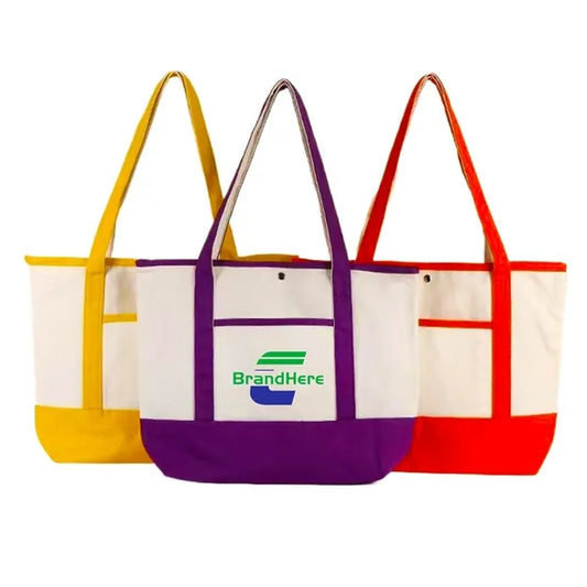 Canvas Tote Bag with an External Pocket