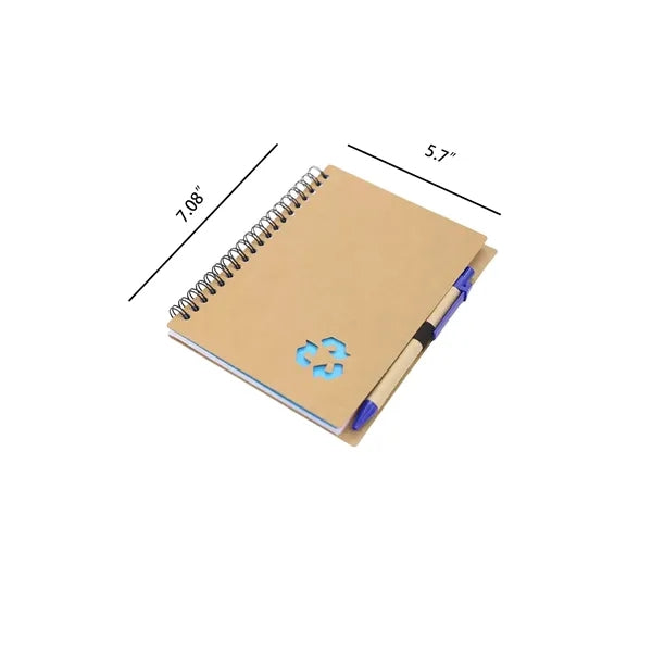 Recycled Kraft Paper Notebook With Pen And Spiral Binding