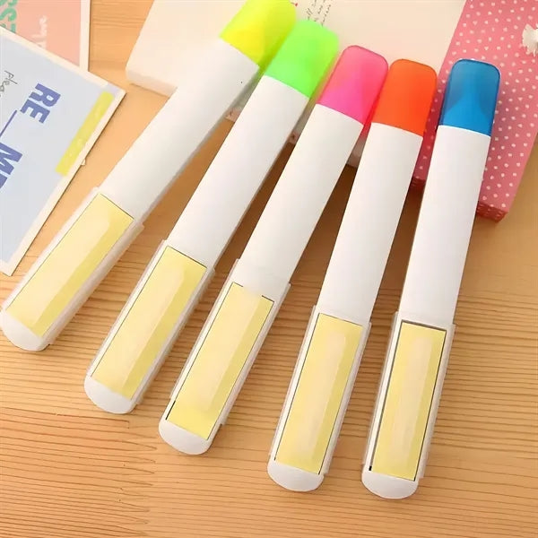 Dual Function Highlighter Pen With Built In Sticky Notes
