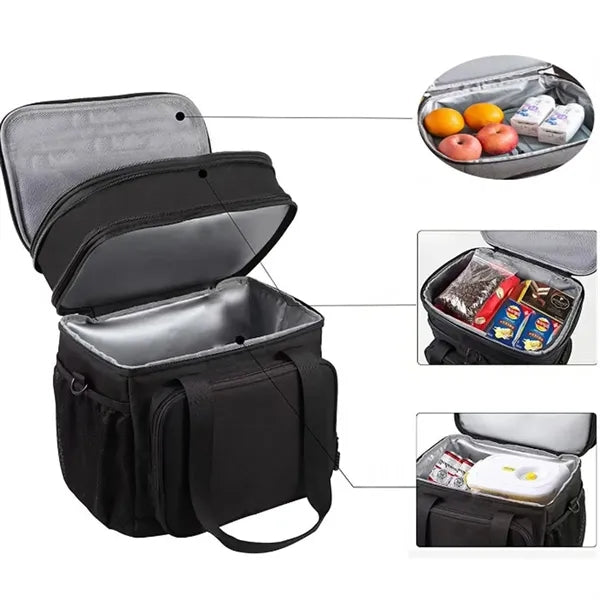 18L Insulated Cooler Bag Large Capacity Dual Compartments